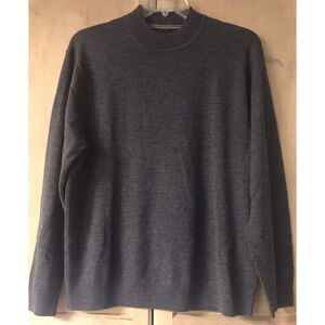 Raffi LS Pullover Sweater XL 100% Extra Fine Merino Wool Gray‎